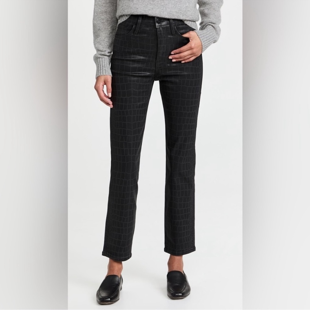 FRAME DENIM Le Sylvie Slender Jeans Noir Croc Coated Size 26